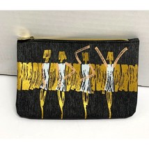 Ipsy Makeup Cosmetic Bag Gold with Gray Metallic Zip Up Dancers - £5.76 GBP