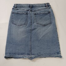 One 5 One MS239752 Women's Blue Pencil Stretch Denim Frayed Skirt Pockets Size S image 15