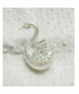 Vintage Viking White Spotted Iridescent Rainbow Lustre Glass Swan - $399.29 MXN