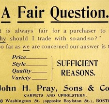 John Pray Carpets Upholstery 1894 Advertisement Victorian Fair Question ... - $14.99