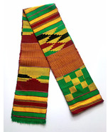African Kente Handwoven Scarf Ghana Sash Asante Stole African Textile Ar... - £23.44 GBP