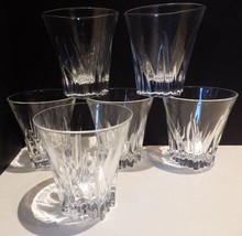 Set of 4 Crystal Glass Old Fashion Tapered Shape Swirl Cuts Square Base - $24.74