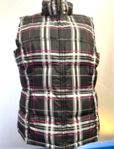 Charter Club Puffer Vest womens size L black plaid full zip - £15.98 GBP