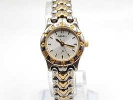 Fossil F2 Quartz Watch New Battery Womens Two-Tone Silver Dial 19mm - $15.00