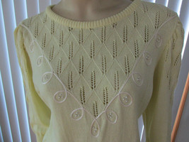 SAVION Vintage 70/80s Knit Skirt Set Sz 10 Yellow Jewel Neckline Beads NWTs - $49.95