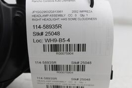 Passenger Right Headlight Fits 02-03 IMPREZA 75904 image 2
