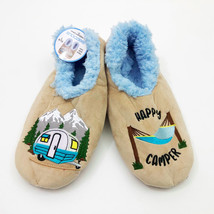 Snoozies Women&#39;s Happy Camper Appliqued Slippers Large 9/10 Tan - $12.86