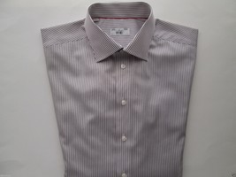 ETON Contemporary Spread Twilled Men Dress Shirt Brown 17-17.25 | 36 $265 UPC20  - £74.40 GBP
