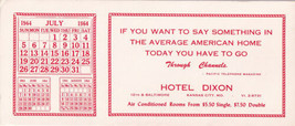 Vintage Ink Blotter Hotel Dixon Kansas City Missouri 1964 - $4.00