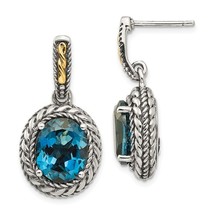 Sterling Silver &amp; 14K Gold London Blue Topaz Earrings - £227.34 GBP