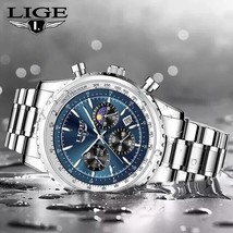 2024 New Lige Luxury Men&#39;s Quartz Chronograph Wristwatch Waterproof Casu... - £35.14 GBP