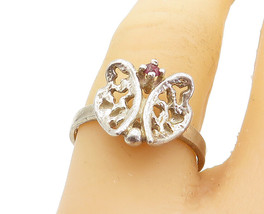 ISRAEL 925 Sterling Silver - Vintage Topaz Butterfly Band Ring Sz 7.5 - RG4306 - £27.22 GBP