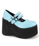 DEMONIA KERA08/BUVL 4 1/2&quot; Platform Women&#39;s Gothic Punk Blue Mary Janes ... - £48.46 GBP