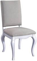 Side Chair Carrollton White Wood Neutral Upholstery Serpentine Cabriole Leg - £700.09 GBP