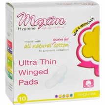 Maxim Hygiene Products Natural Cotton Ultra Thin Winged Pads Daytime - 10 Pads - £9.05 GBP