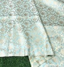 Indian Brocade fabric See Green &amp; Gold Fabric Wedding Fabric, Abaya Fabr... - £5.97 GBP+