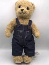 IKEA BRUMMA Bear Jointed Teddy Bear Cuddle Plush in Blue Denim Overalls 16&quot; - $12.19