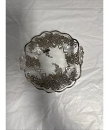 Vintage Plate Glass Silver Overlay and Trim Dish with Curved / Folded Sides - $26.32 CAD