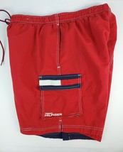 1990&#39;s Tommy Hilfiger Premium Swim Trunks Men&#39;s Medium Flag Red White Blue - £22.09 GBP