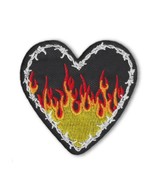 BARBED WIRE HEART IRON ON PATCH 2.75&quot; Biker Flames Punk Embriodered Appl... - $4.95