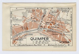 1926 Original Vintage City Map Of Quimper / Bretagne Brittany / France - £16.81 GBP