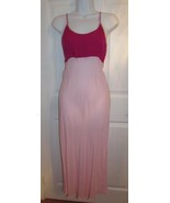 100% SILK Chiffon Charmeuse Pink Sheer Long Maxi Chemise Nightgown ~ SMA... - $29.79