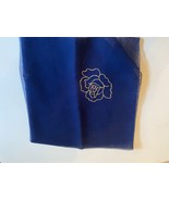 Vintage Embroidered Scarf Sheer Chiffon Blue with Gold trim &amp; embroidere... - $14.73