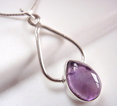 Amethyst Dewdrop 925 Sterling Silver Pendant Hoop New Imported from India - £9.20 GBP