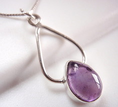 Amethyst Dewdrop 925 Sterling Silver Pendant Hoop New Imported from India - £8.73 GBP