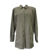 Anna Womens size M green khaki Button-up Shirt Long Sleeve - £7.90 GBP