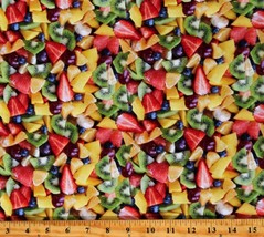 Cotton Mixed Fruit Strawberries Kiwis Blueberries Fabric Print by Yard D570.19 - £9.98 GBP