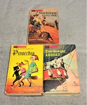 1965 Companion Library 2 In 1 Books Lot of 3 Tom Sawyer King Arthur Pinocchio - £7.79 GBP