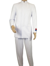 Men Apollo King Band Collarless Church Suit Mandarin 5 Hidden Buttons AG58 White - £120.63 GBP