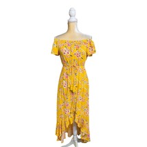Abel the Label Yellow Maxi Dress Size S Small Yellow Floral Off Shoulder... - £22.94 GBP