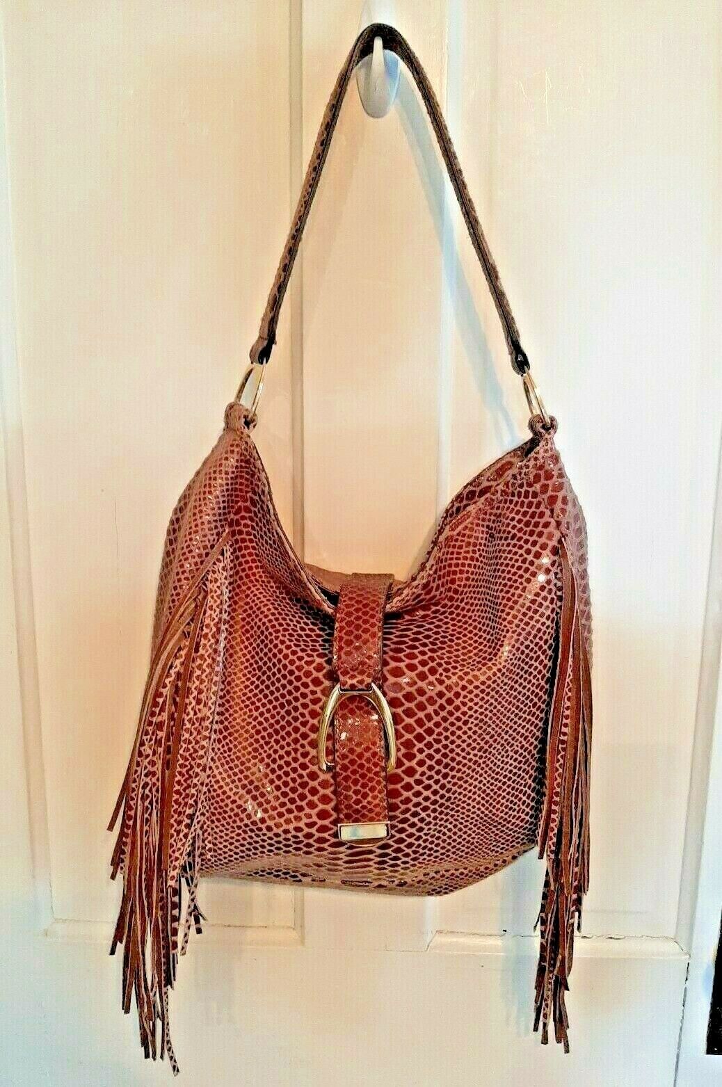 G.I.L.I. Leather Satchel Tote with Gold Trim