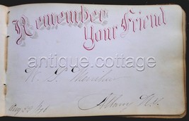 1875 Antique Autograph Album Binghamton Ny Anna Ayers Quirk Penmanship - £68.51 GBP