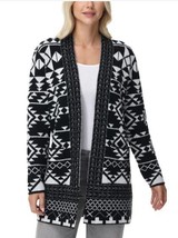Frye Womens Cardigan Black Multicolor Sweater Pockets Open Front Long Sl... - $44.99