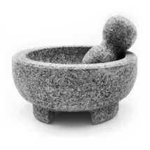 Granite Mortar And Pestle Set Guacamole Bowl Molcajete Natural Stone 8 Inch NEW - £32.34 GBP