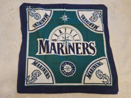 Vintage Seattle Mariners 1996 Teal Blue White Bandana Handkerchief Cotton - $21.11 CAD