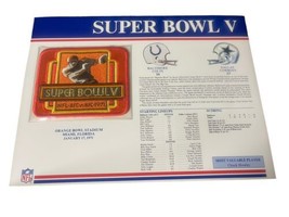 SUPER BOWL V Colts vs Cowboys 1971 OFFICIAL SB NFL PATCH Card - £14.76 GBP
