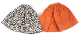 Vintage Barbie Fashion Pak Orange &amp; Black Floral Gathered Full Skirt Pocket Lot - £26.94 GBP