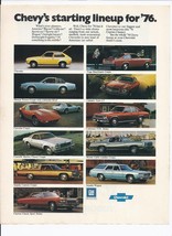 1976 Chevorlet Starting Line up Print Ad Automobile car 8.5&quot; x 11&quot; - £15.01 GBP