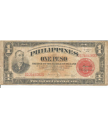 Philippines  1  Peso  Series of 1936  Red Seal Circulated Banknote #128 - $29.69
