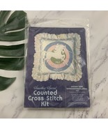 Candamar Vintage Counted Cross Stitch Kit Unicorn Pillow Birth Announcement - $32.66