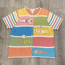 Susan Bristol Cardigan Sweater Summer Beach Pool Themed Embroidered Sz XL 2001 - £87.74 GBP