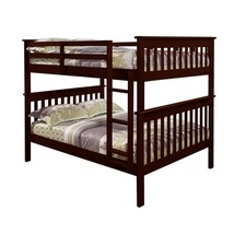 Solid Wood Full Over Full Bunk Bed in Cappuccino Finish - $22,997.11 MXN