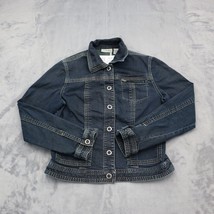 Chicos Platinum Jacket Womens 0 Blue Dark Wash Pockets Button Down Denim Outwear - £27.90 GBP