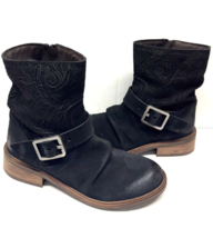 MIZ MOOZ SUEDE PRINTED LEATHER  BOOT SIDE BUCKLE 37EU / 7US BLACK Z-69 97 - $39.95
