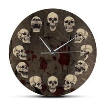 Anatomical Skulls Wall Clock Quartz Silent Non-ticking Hanging Wall Watch Unusua - £32.81 GBP