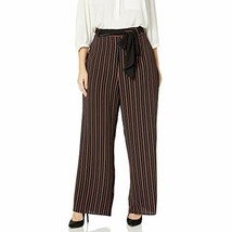 City Chic Womens Plus L/20 Black Brown Stripe Tie Belted Wide Leg Pants ... - £19.33 GBP